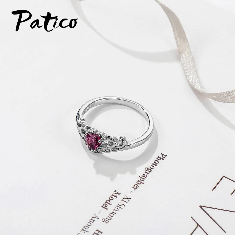 New Arrival Clear Purple Crystal Wedding Rings 925 Sterling Silver Fashion Design Retro Engagement Ring Jewelry For Women | Украшения и