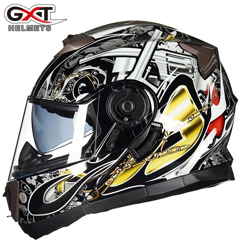 Мотоциклетный шлем с откидной крышкой GXT 160 двойная линза полным лицом Casco Racing