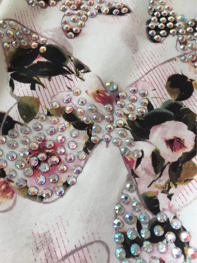 Elfbop Женская шелковая хлопковая Футболка Стразы с принтом бабочки топ ss белая