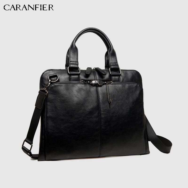 CARANFIER, мужской портфель, Повседневный, из искусственной кожи, одноцветная, дорожная сумка, для компьютера, на плечо, через плечо, бизнес, Офисные Сумки для документов