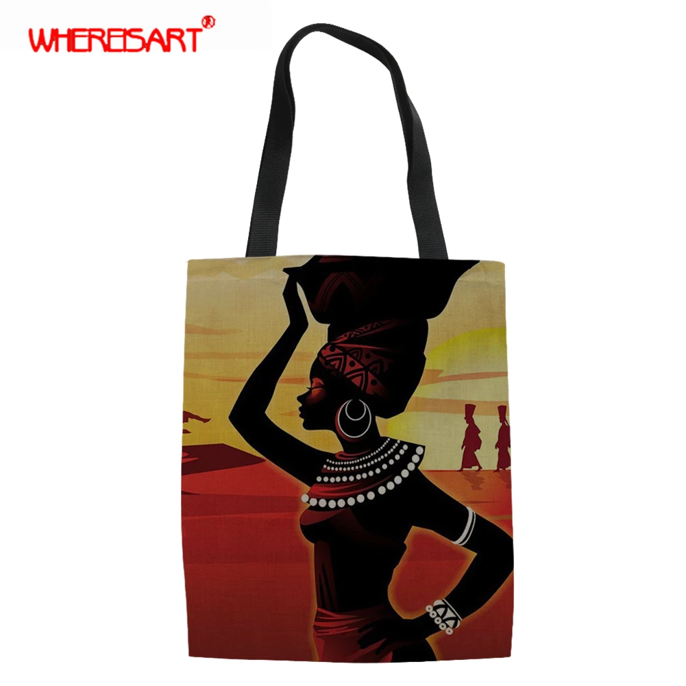 WHEREISART Американская Художественная сумка с принтом женская Холщовая Сумка черный