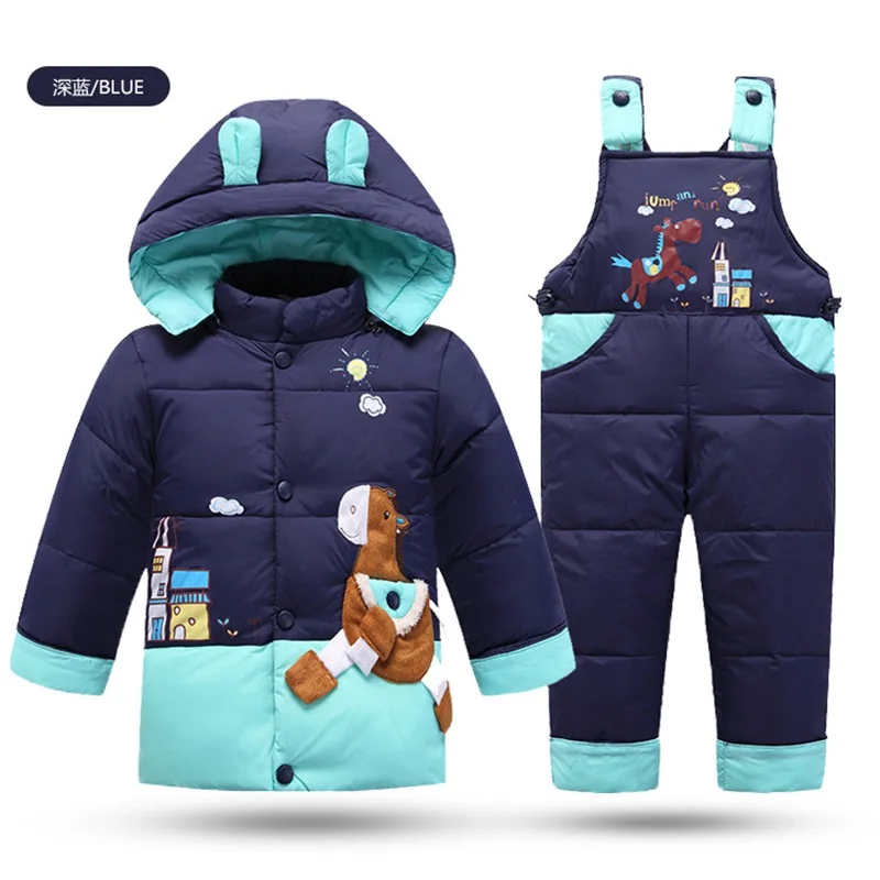 Комплект теплой зимней куртки на утином пуху для маленьких мальчиков комплекты