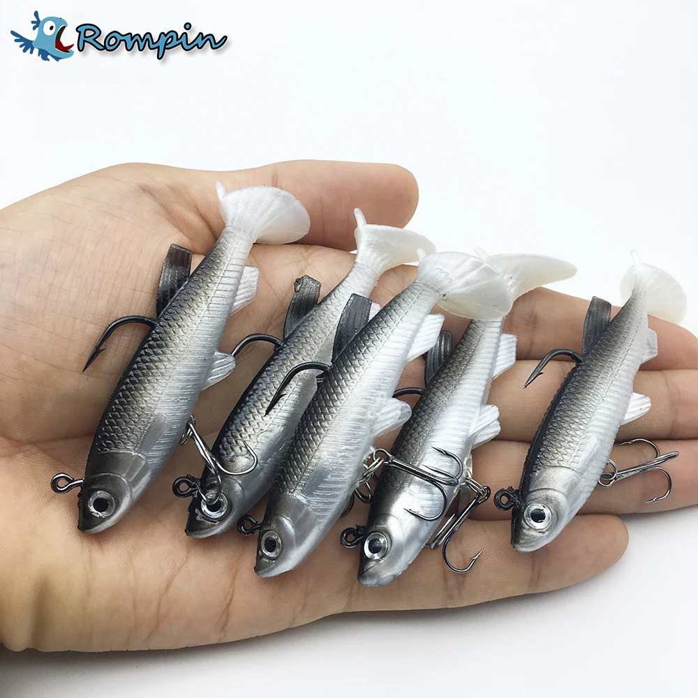 Rompin 5 шт. рыболовные плавающая приманка 8 см/13g морского окуня убийца Lead Jig Head