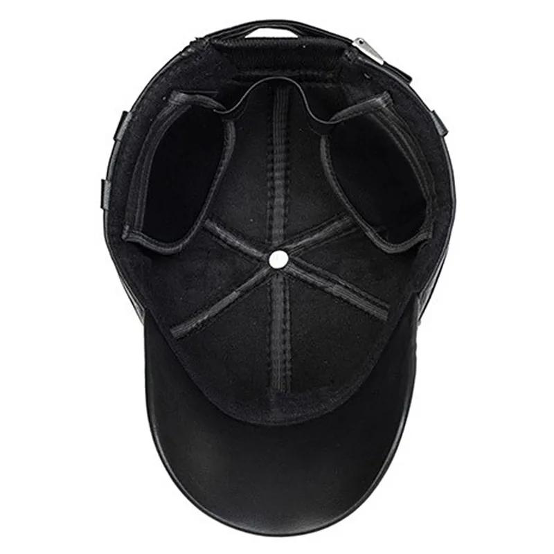 

SILOQIN Winter Middle-aged Old Men's Warm Ear Protection Baseball Cap Pure Color Wild Fashion Casual PU Tongue Caps Dad's Hat