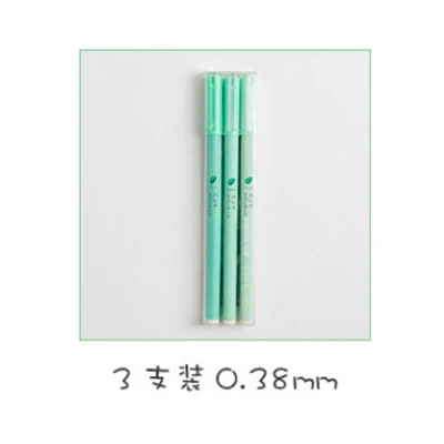 Mint 3 pieces 0.38mm Корейская гелевая ручка с цветками вишни, набор тонких ручек, полная игла, черная водянистая ручка для подписи, Kawaii, школьные принадлежности, Подарочные канцелярские принадлежности - Цвет: Mint 3 pieces 0.38mm