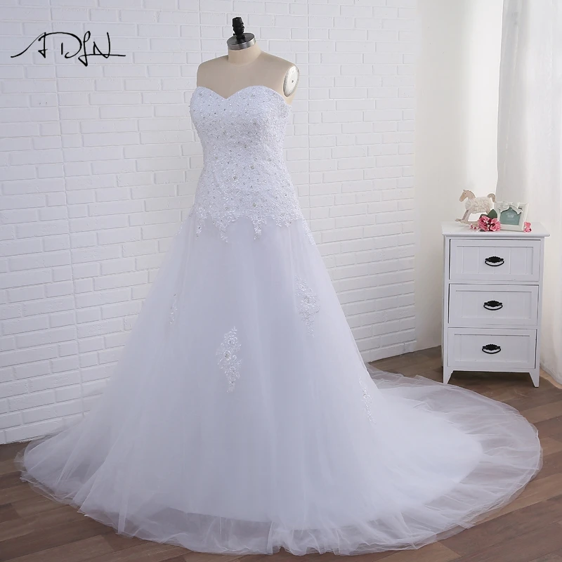 Свадебное платье Русалка ADLN размера плюс белая/слоновая кость милая Тюлевая