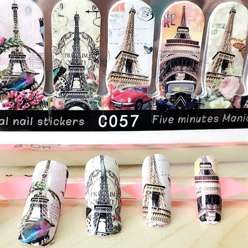 2 упаковки обертывания для ногтей с Эйфелевой башней полное покрытие клейкие