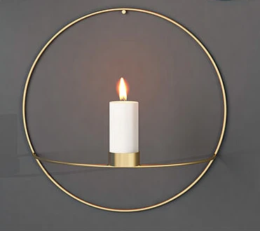 29cm Gold Железный настенный металлический закрученный подсвечник, плавающая полка, геометрический чайный светильник, бра, подсвечник, декор для спальни - Цвет: 29cm Gold