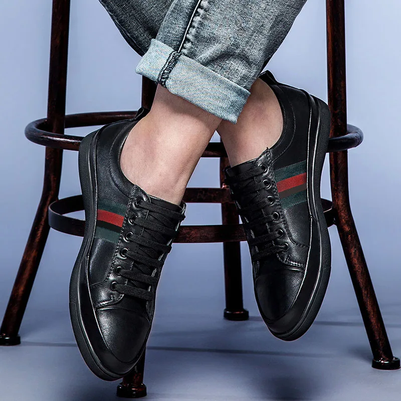 2019 Новая мода для мужчин 100% из натуральной кожи Повседневная обувь Обувь