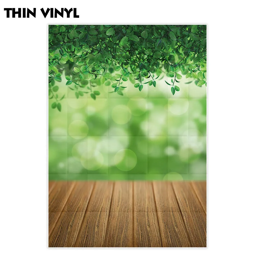 Фотофон Allenjoy фоны с зелеными листьями боке деревянная доска весенние фотообои