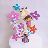 dora the explorer cake topper dora party decorations disposable tableware set kids birthday party baby shower decor supplies