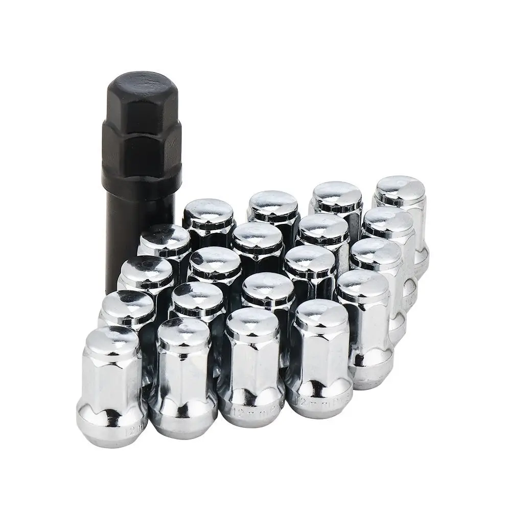 Chrome UTV 20x M12* 1,5 колесные винтовые гайки+ замок ключ алюминиевый для Polaris RZR XP 1000 для Can Am X3 для Honda Civic желудь - Название цвета: Chrome