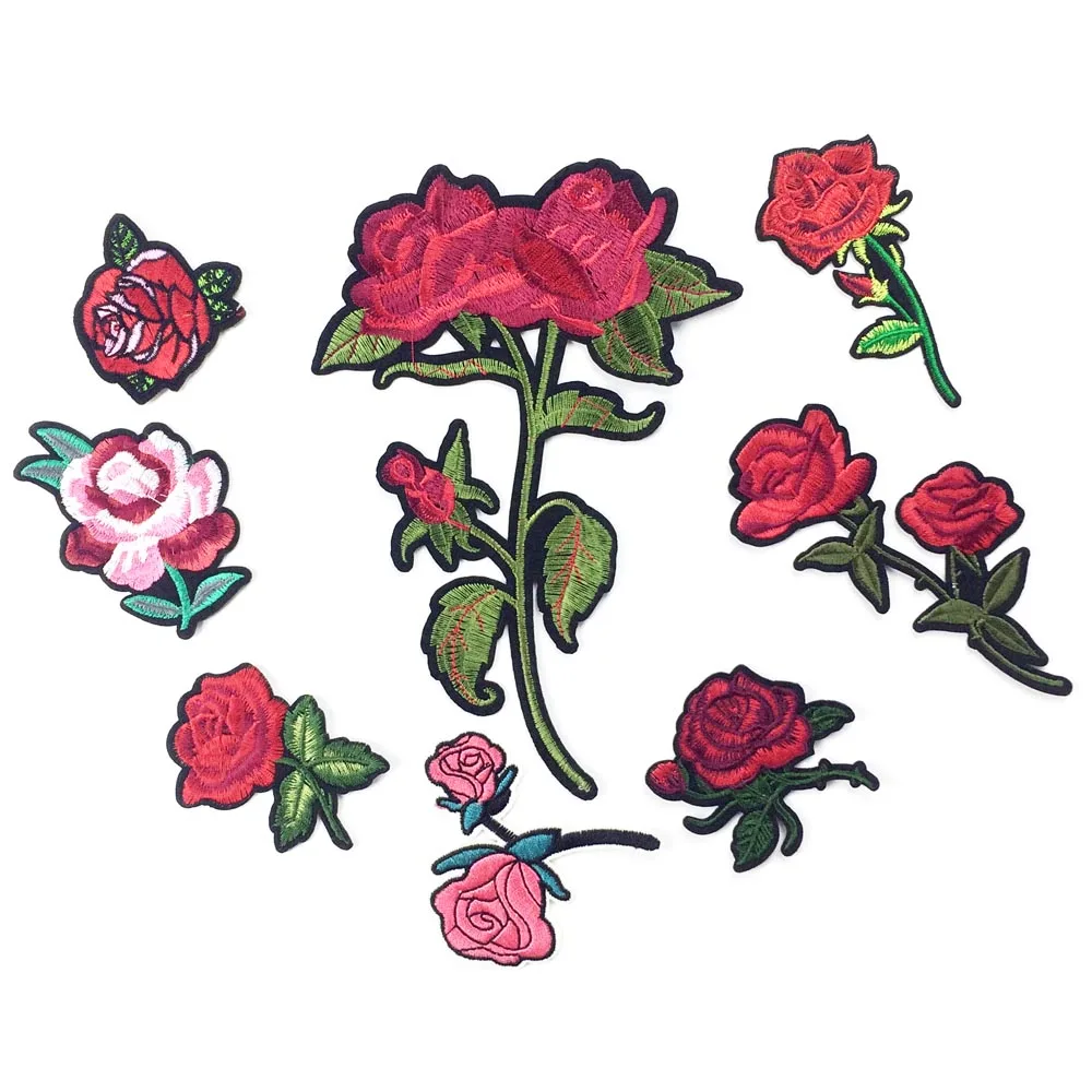 Вышитые заплаты для костюмы Утюг на наклейки розы Патч горный хрусталь