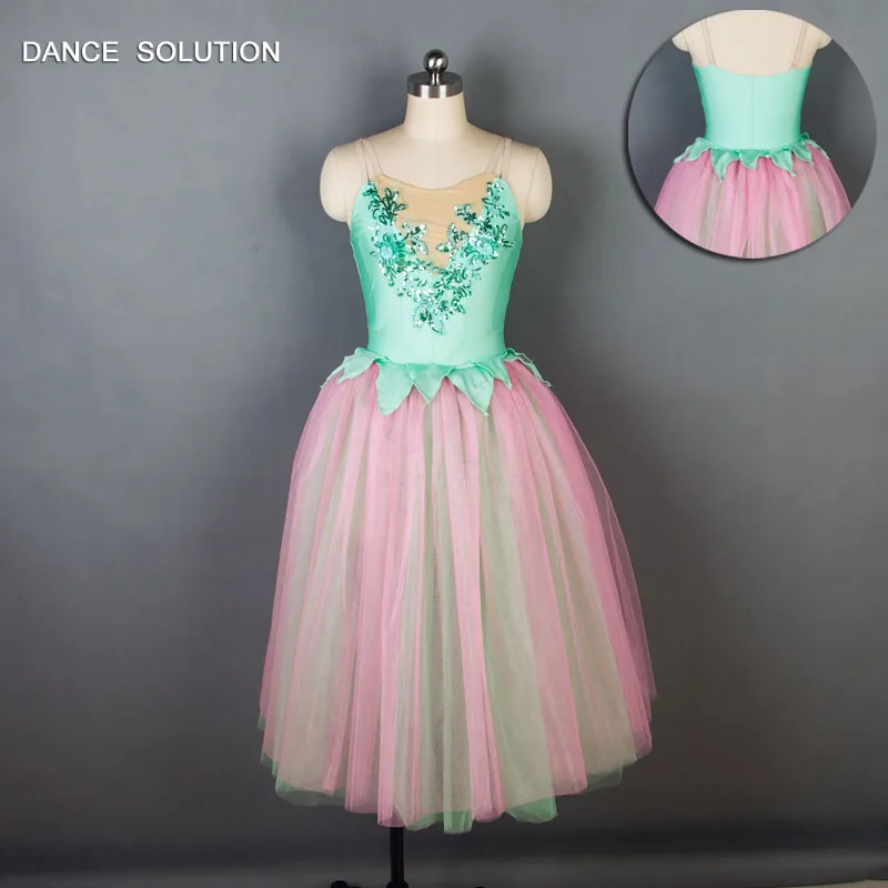 19215 Pale Green Top with Soft Tulle Skirt Ballet Costumes Woman and Girl Tutu Stage Dance Dress Long Romantic | Тематическая