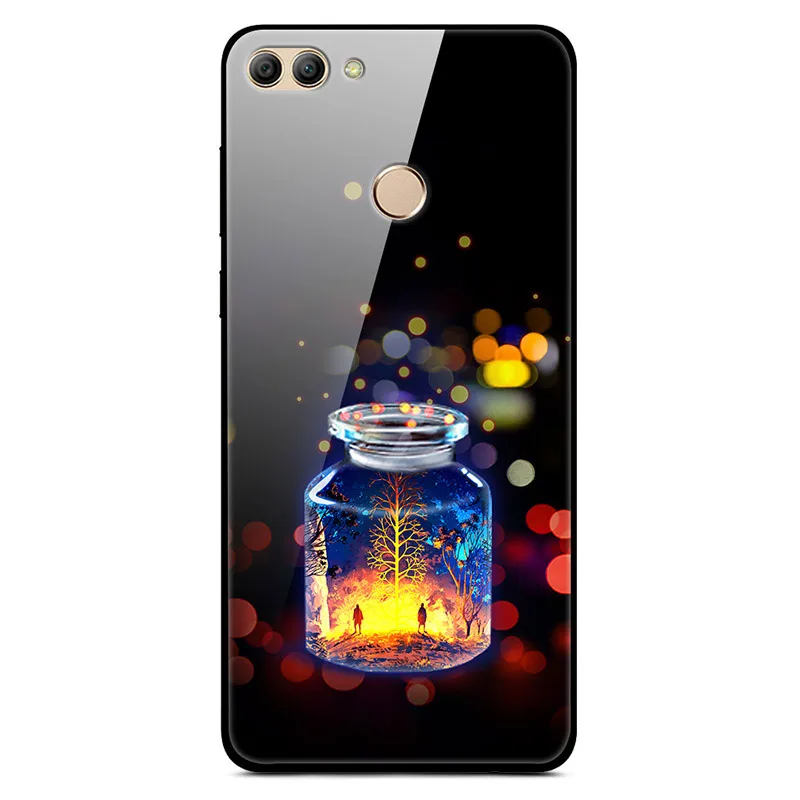 Для Huawei Y9 2018 чехол с нарисованной задней поверхностью твердый закаленное