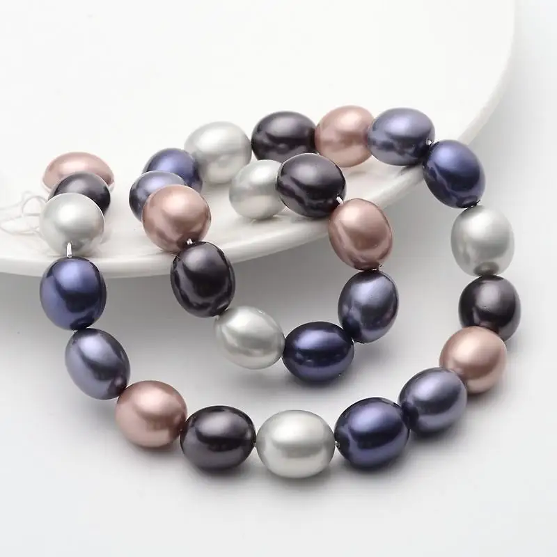 2strands Oval Shell Pearl Bead Strands Dyed Colorful for Jewelry Making DIY 15x13x12mm Hole: 1mm about 27pcs/strand 15.7&quot | Украшения и