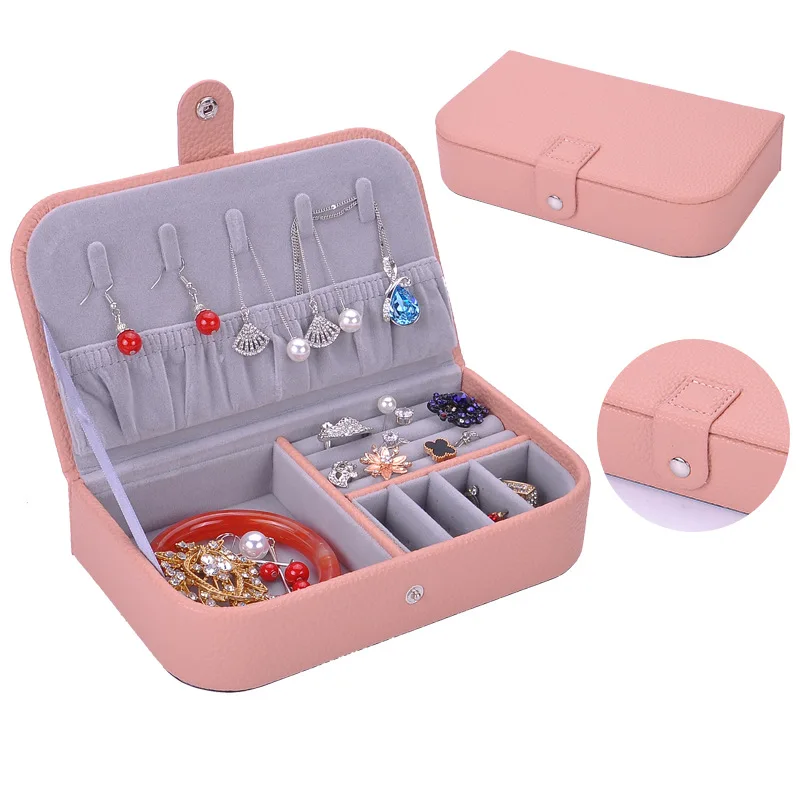 Korean Style Fresh And Simple Girl Earrings Plate Jewelry Box Protable Leather Ring Multi-function Storage | Дом и сад