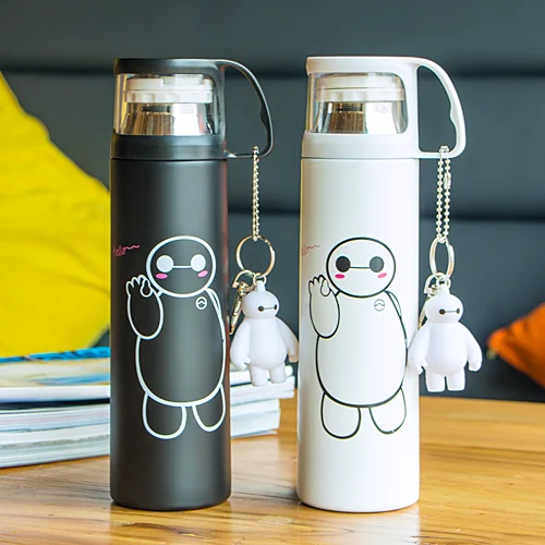Горячая Baymax термос чашка Бонусная подвеска 350/500 мл из нержавеющей стали теплоизоляция вакуумная фляга-термос дорожная кружка для питья