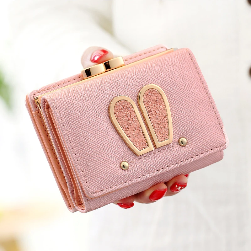 Новый женский кошелек с кроличьими ушками стильный короткий бумажник складная