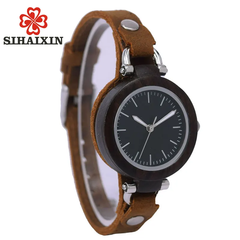 SIHAIXIN деревянные часы для женщин Relojes Para Mujer простые маленькие бамбуковые из
