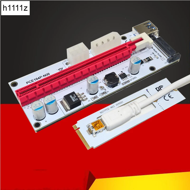 Переходная карта M.2 NGFF на PCI E X16 разъем для майнинга m.2 Райзер с sata 6pin 4pin molex