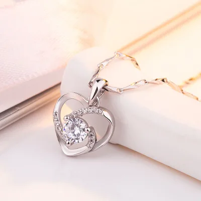 Funmor простой кулон в виде сердца ожерелье из стерлингового серебра 925 пробы