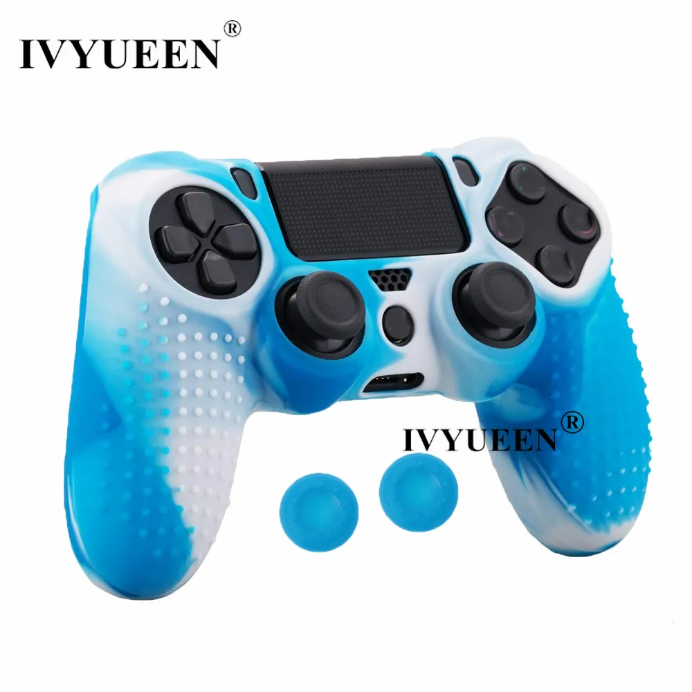 IVYUEEN силиконовый чехол для Игровые приставки 4 Dualshock 4 PS4 Pro Slim контроллер кожного покрова с джойстиками ручки Thumbsticks шапки