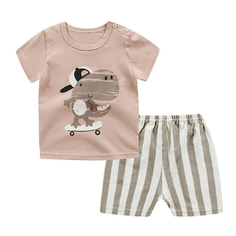 Hot Cartoon Cotton Summer Clothing Sets Baby Boy Girl Infant Fashion Outerwear Clothes Suit T-shirt+Pant baby Cloth | Детская одежда и