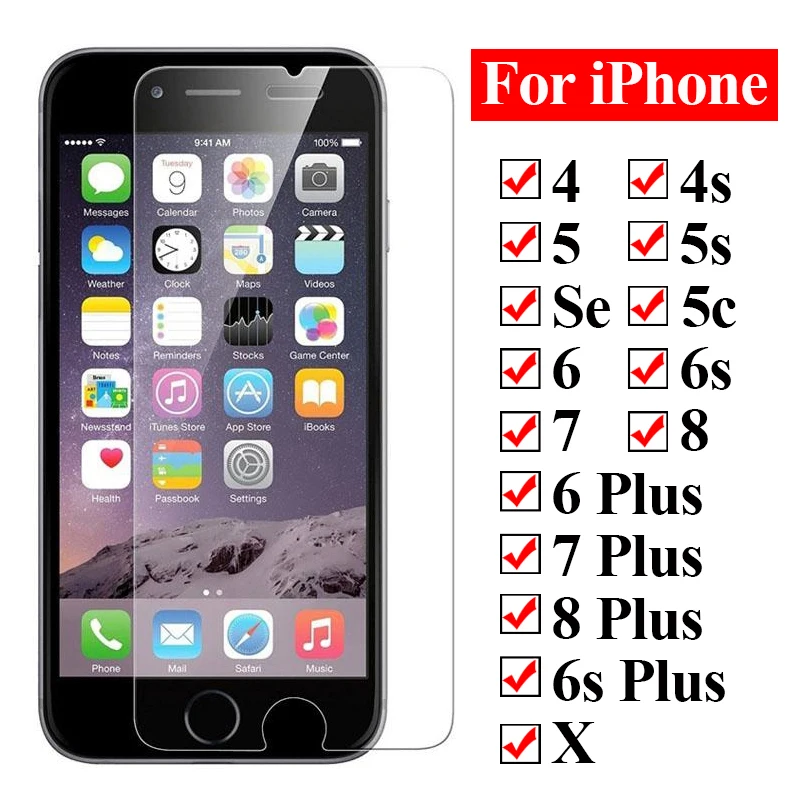 Для iphone x стекло на 7 aiphone ix 4 5 6 8 s 6s plus 5c aphone 10 xsmax защитный экран Закаленное