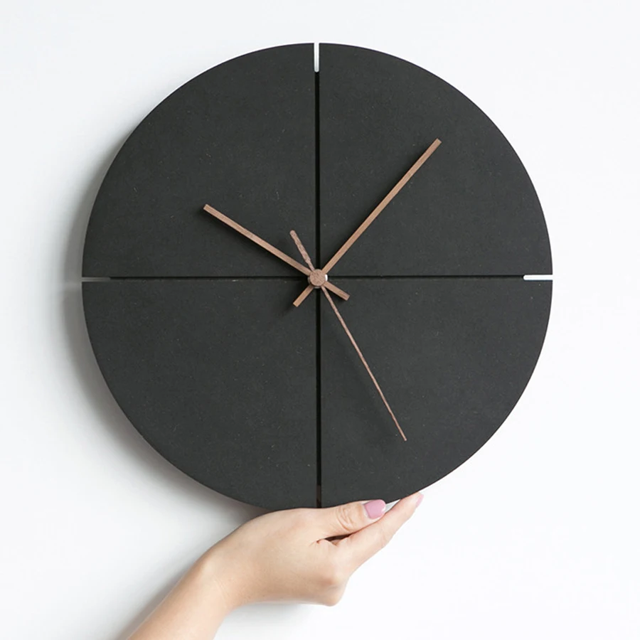

Wooden Wall Clock Modern Design Living Room Decoration Nordic Minimalist Personality Wood Clocks Wall Watch Home Decor Silent