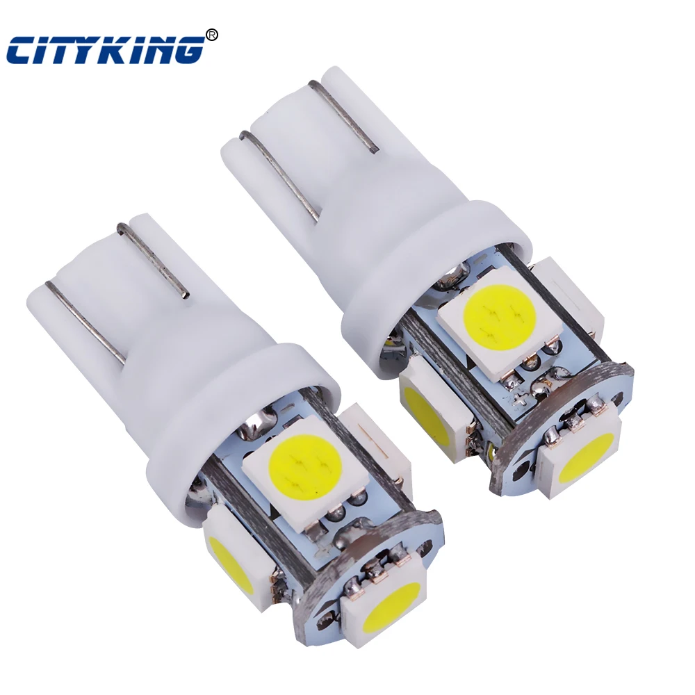 

500pcs/lot Car t10 5led 194 168 192 W5W T10 5smd 5050 led super bright W5W 168 Wedge Door Instrument Side Bulb Lamp