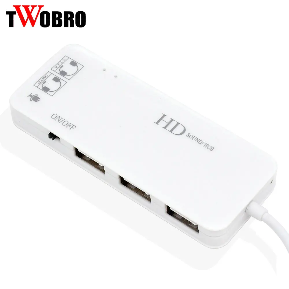 3 порта USB 2 0 концентратор стерео DJ внешняя звуковая карта гарнитура микрофон