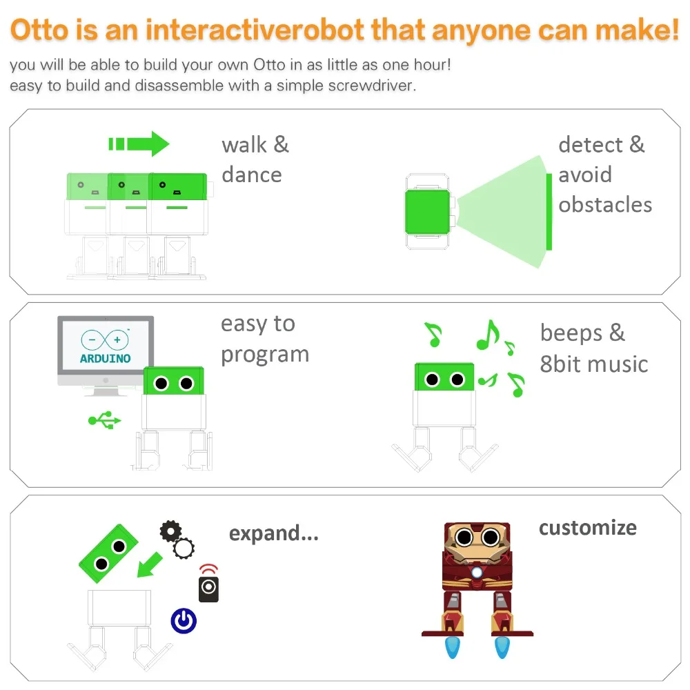 Keyestudio DIY проект стартовый набор для Arduino OTTO DIY робот(без 3D частей принтера