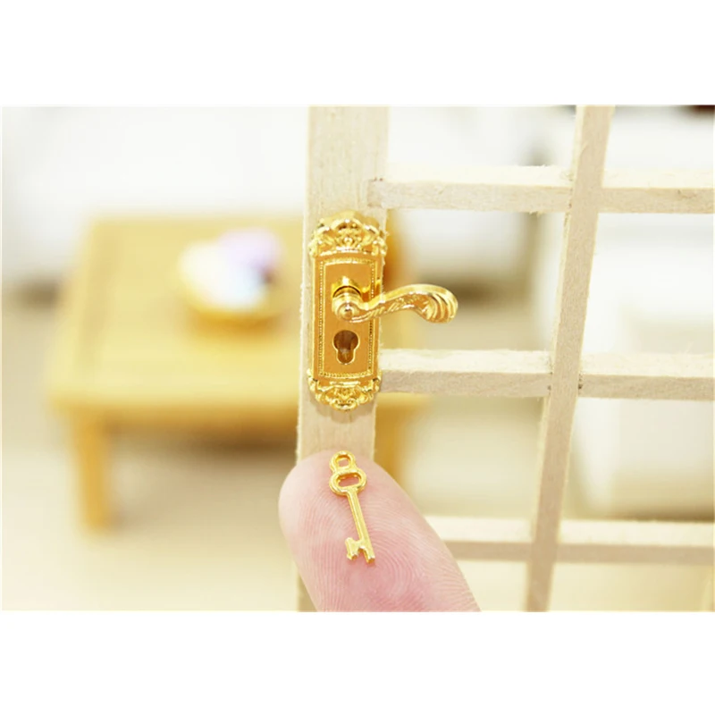 Дверной замок из 1:12 сплава с ключами для кукольного дома украшения Diy игрушки
