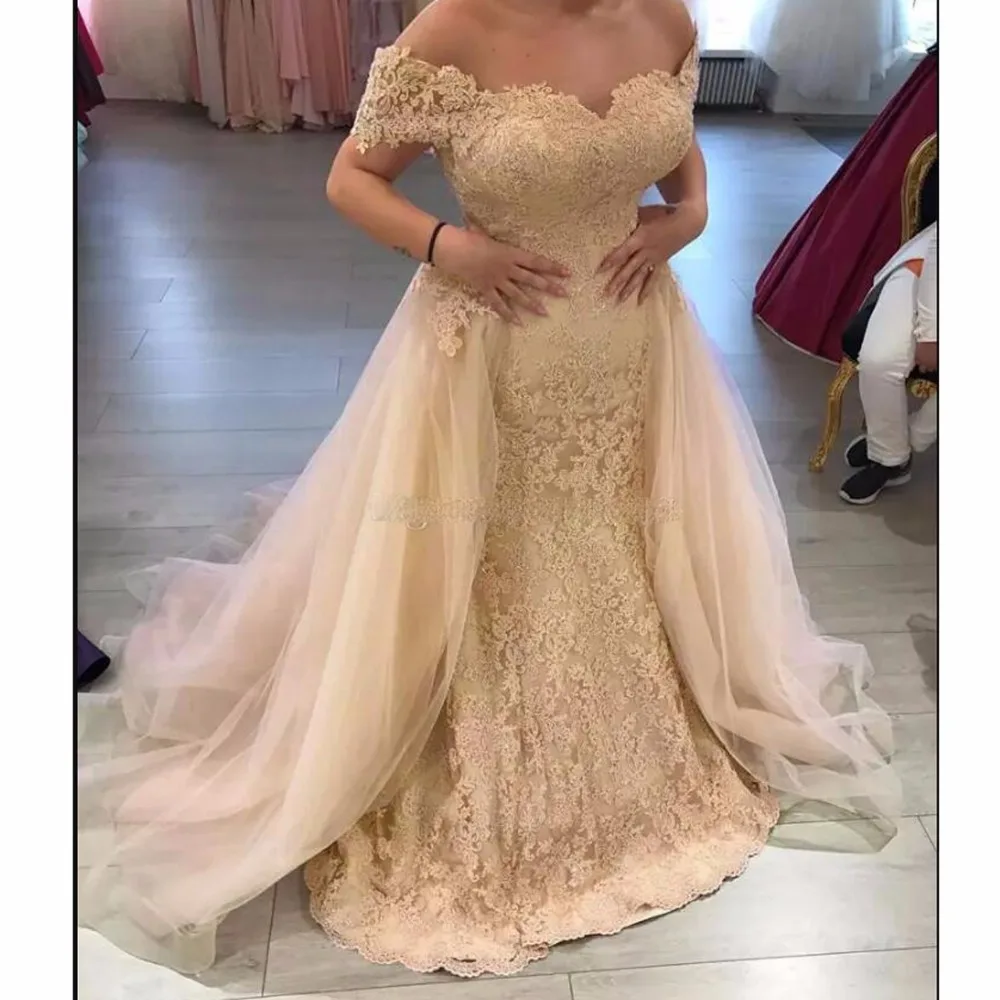 Серебряный арабское вечернее платье с короткий рукав открытыми плечами Overskirt