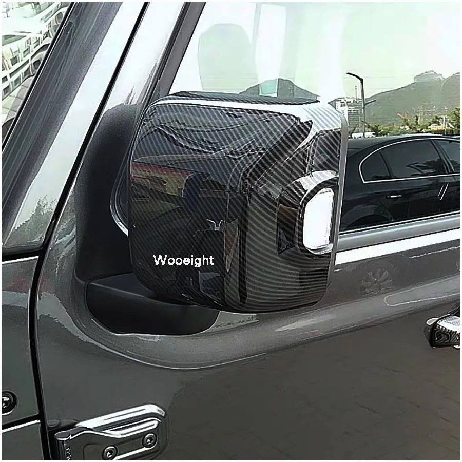 

Wooeight 2Pcs Carbon Fiber Exterior Right & Left Side Door Rearview Mirror Cover Trim Sticker For Jeep Wrangler JL 2018