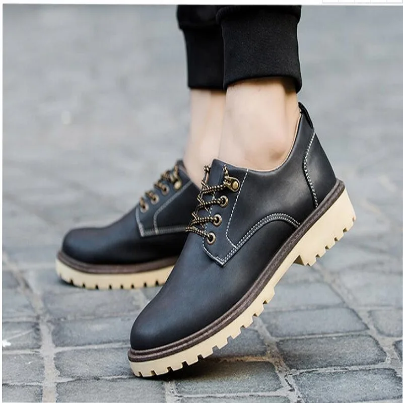 Весенние новые мужские британские повседневные кожаные туфли обувь для