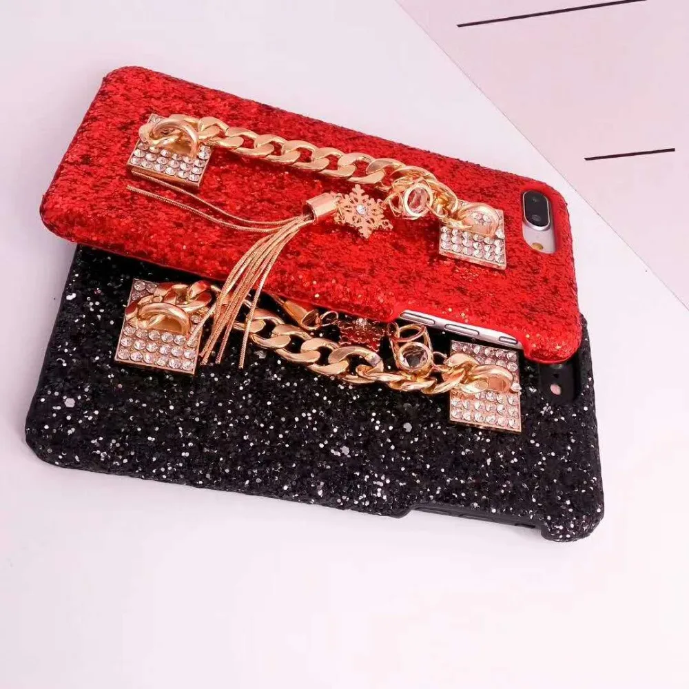 Marchcover Gold Diamond снег кисточкой браслет Bling сверкают футляр для iPhone X 8 7 6 S Plus |