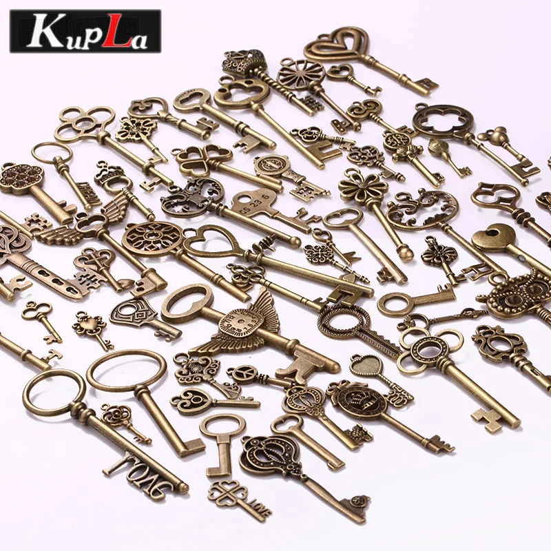 Vintage Brass Metal Mixed Each Different Key Charms DIY Handmade Jewelry Decoration Pendant 70 pieces/lot | Украшения и