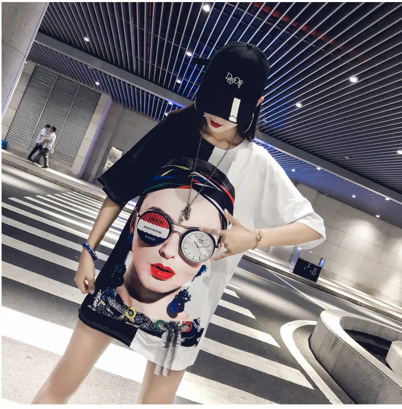 Летняя новинка хипстерская женская футболка большого размера Ulzzang Harajuku