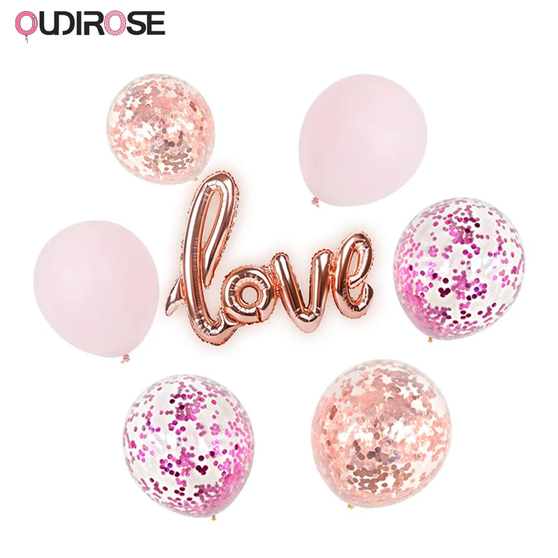 Свадебные кисточки цветок микс конфетти латексные фольгированные шары на день