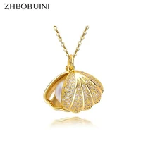 zhboruini pearl necklace pearl jewelry natural freshwater pearl seashell pendants 925 sterling silver jewelry for women gift
