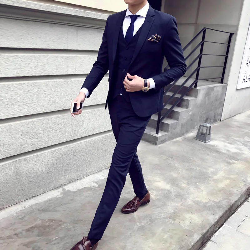 Костюм Homme Mariage облегающие деловые костюмы из 3 предметов мужские однобортные