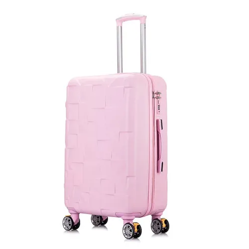 Pink KLQDZMS 20 дюймов Дорожный чемодан для девочек ABS мода прокатки багажа spinner тележки Сумки с колесами - Цвет: Pink