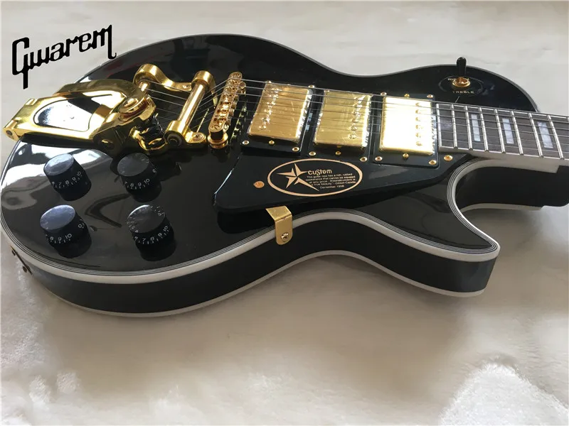 Электрогитару gwarem LP Пользовательские черный Бити гитара/Bigsby тремоло/гитара в