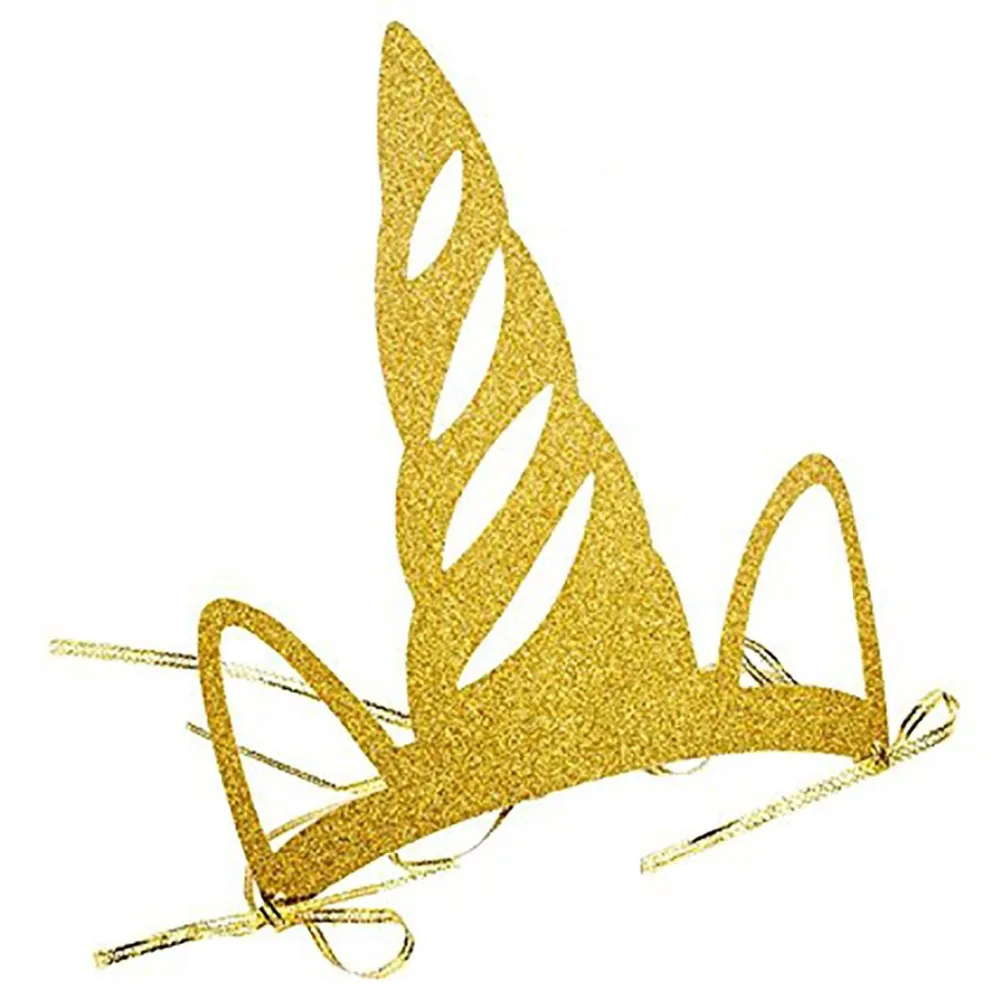 12pcs/set Unicorn Party Horn Hats Glitter Gold Headband Supplies as Props for Kids Birthday Baby Shower |
