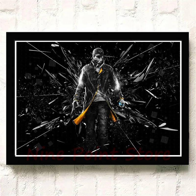 Watch Dogs бумажные плакаты с покрытием, игра, домашний интерьер, украшение, рисунок, ядро, наклейки на стену, бескаркасные - Цвет: Коричневый