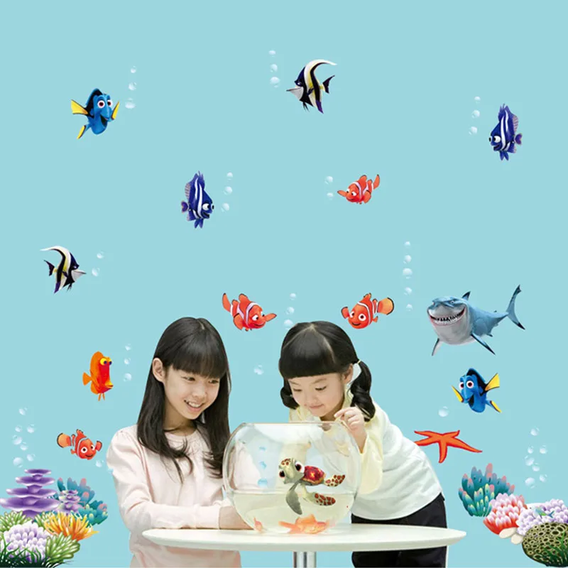 % Настенный стикер с изображением рыб и морского дна Bubble NEMO мультяшный настенный