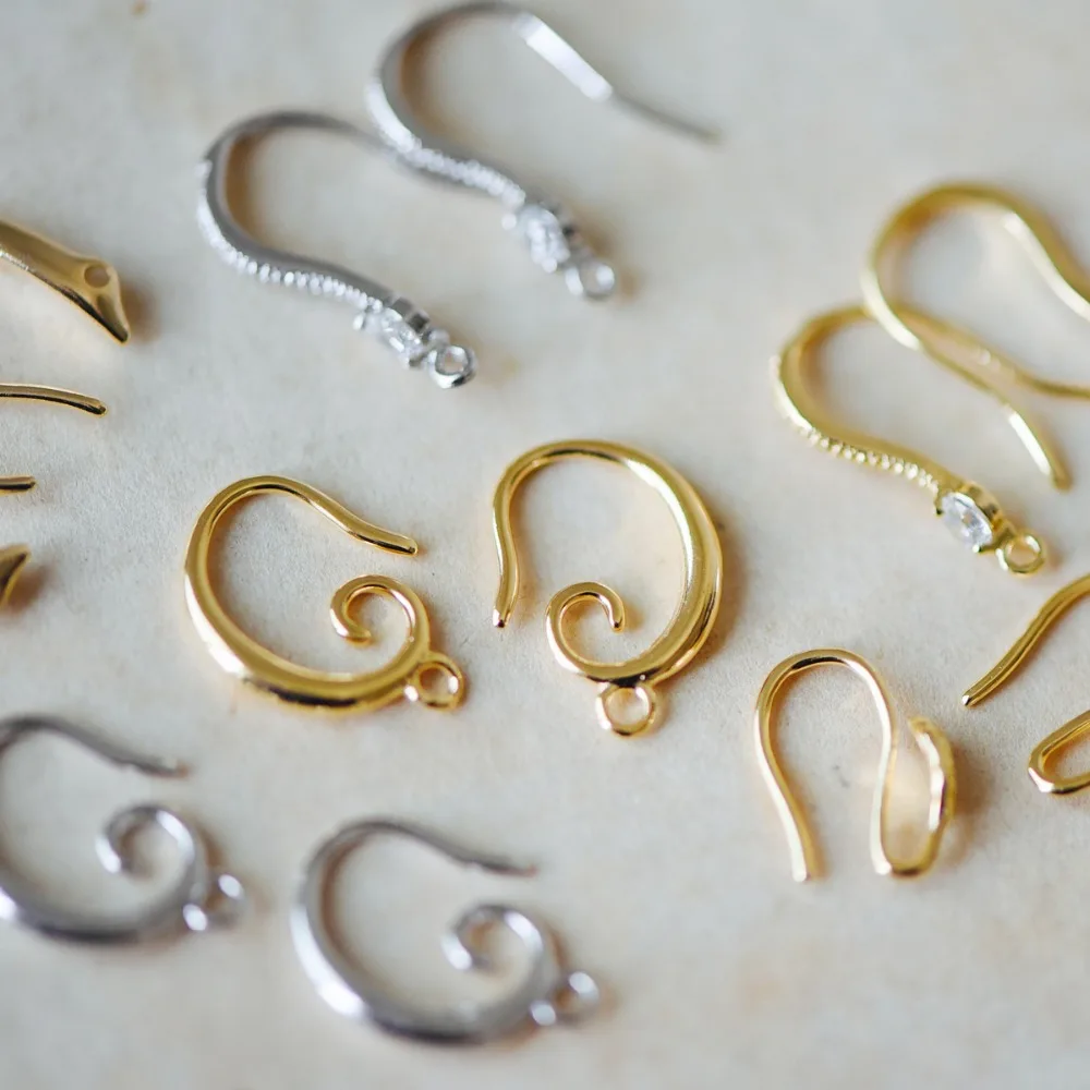 10 шт./лот золото/серебро уникальный ушной крючок настоящее золото/родиевое