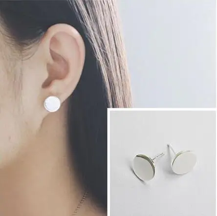 E 648 простые корейские креативные геометрические гладкие круглые серьги женские
